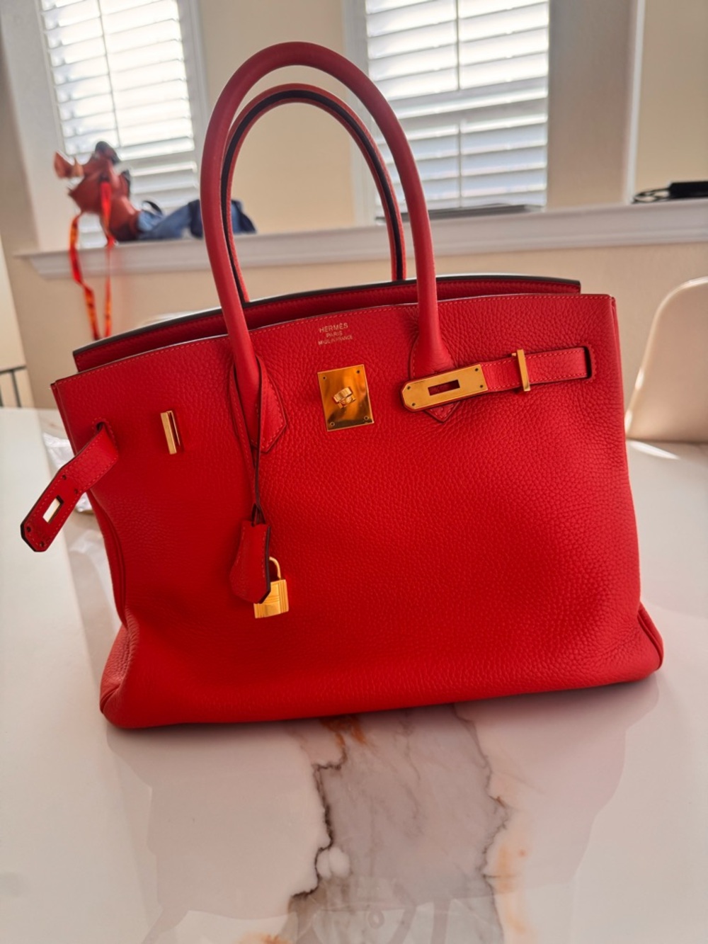 Hermes Birkin 35 clemence rouge pivoine 2015 - Picture 4 of 16